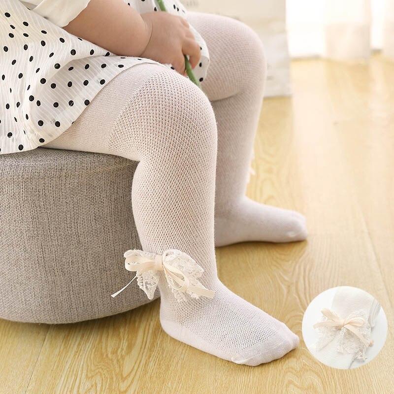 Baby Tights Infant Girl Newborn Kids Pantyhose Lace Bow Flower Hosiery Baby Stockings Summer Mesh Toddler Baby Girl Tights: Style 4 / Fit 1-2year