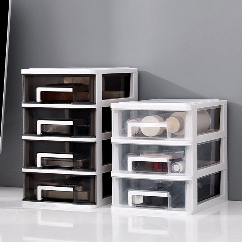 Plastic Desktop Drawer Transparent Sundries Small Objects Storage Case Organizer 3/4 Layers for Home Office Use EL