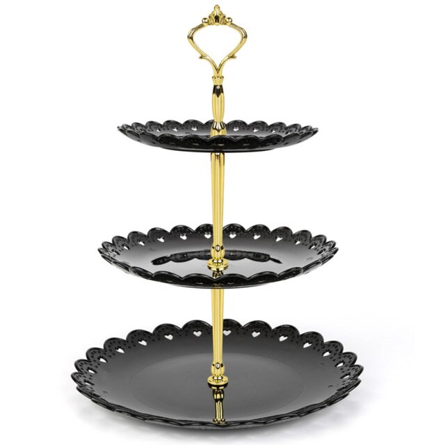 Wedding Cake Stand 3Layer Birthday Cupcake Dessert Fruits Plate Kitchen: Black