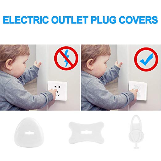 Outlet Plug Covers Child Proof Safety Sturdy Electrical Plugs Protector for Home（15 Three Leg Plug +30 Two Leg Plug + 5 Keys）