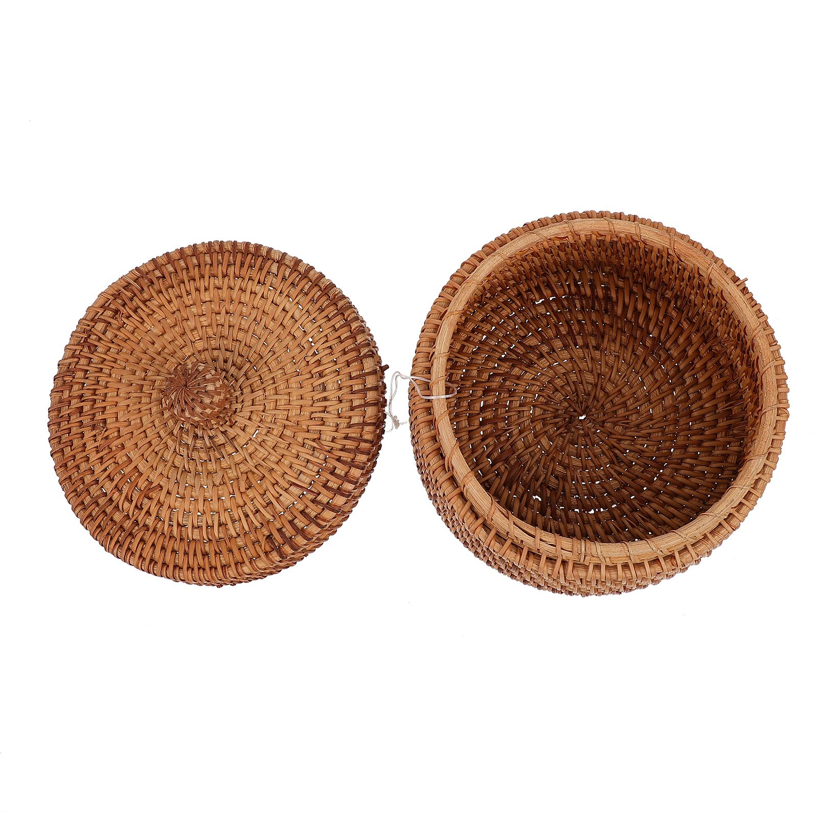 Storage Case Rattan Woven Storage Basket with Lid Rattan Sundries Storage Box Rattan Picnic Laundry Baskets Home Storage A50