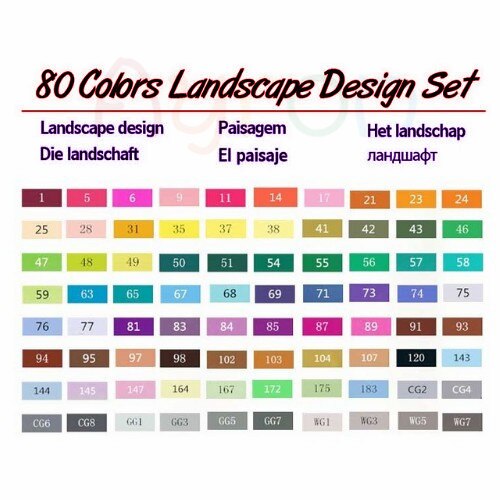 TOUCHNEW 30/40/60/80 Colors Art Markers Alcohol Based Markers Drawing Pen Set Manga Dual Headed Art Sketch Marker Pens: 80 landscape