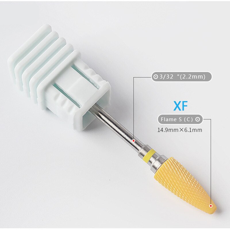 1 piezas de brocas de cerámica amarilla para uñas cutícula fresa de molienda cabeza de bala de manicura eléctrica herramientas de uñas de pedicura: XF-Yellow