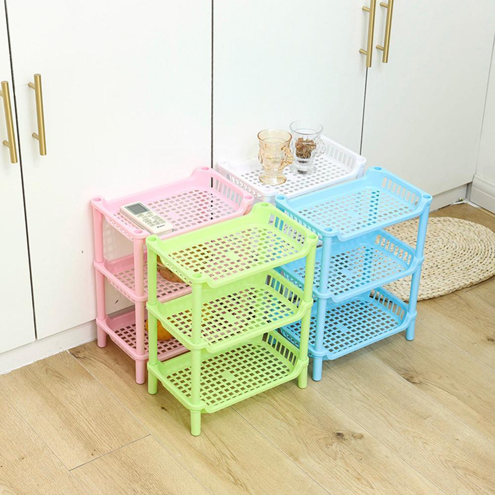 3 Layers Kitchen Organizer Storage Rack Holder Organization Sundries Shelf Assembled Plastic Storage Bathroom H7J7
