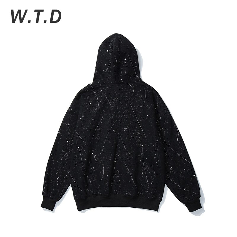 Wot.d sudadera para hombres ropa de calle cielo estrellado teñido estilo Casual hombres/mujeres Sudadera con capucha de gran tamaño hombres sudaderas