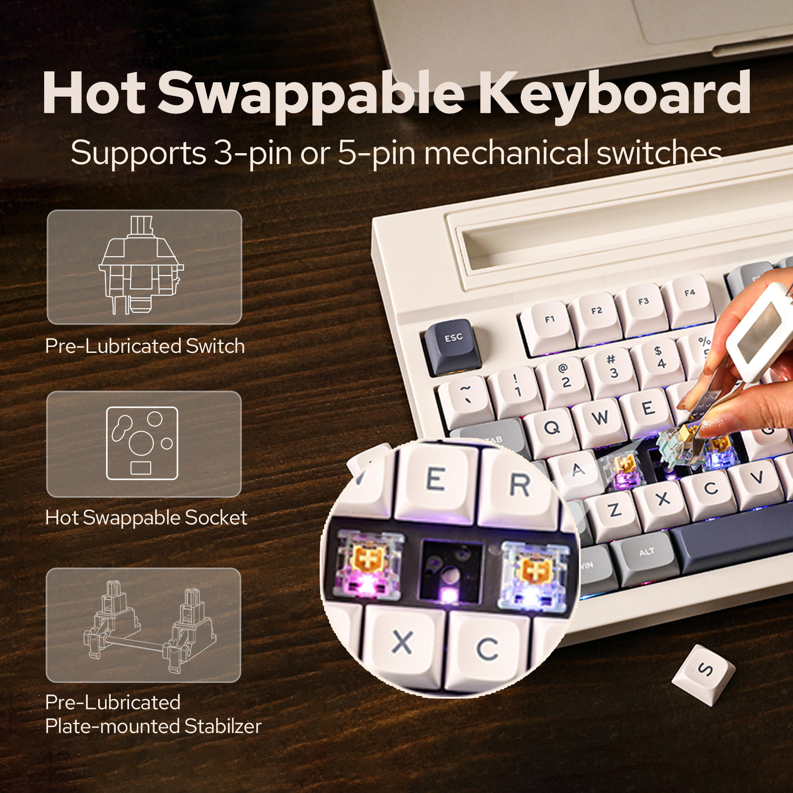 Epomaker Dynatab 75 75% 2.4G/USB-C/Bluetooth Bedrade En Draadloze -Swap Pakking Gemonteerd Gaming Toetsenbord Met Slot Voor Ipad Tablet