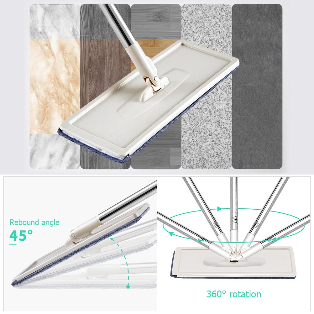 Balai serpillère magique avec tampon microfibre et seau automatique, évite le lavage manuel, pour le nettoyage des sols/parquets, utilisation facile