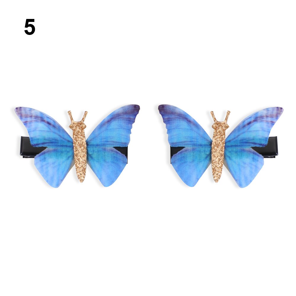 2 pièces belle strass papillon pince à cheveux Double couches Tulle épingle à cheveux accessoires de coiffure outils pour les femmes fille: 5