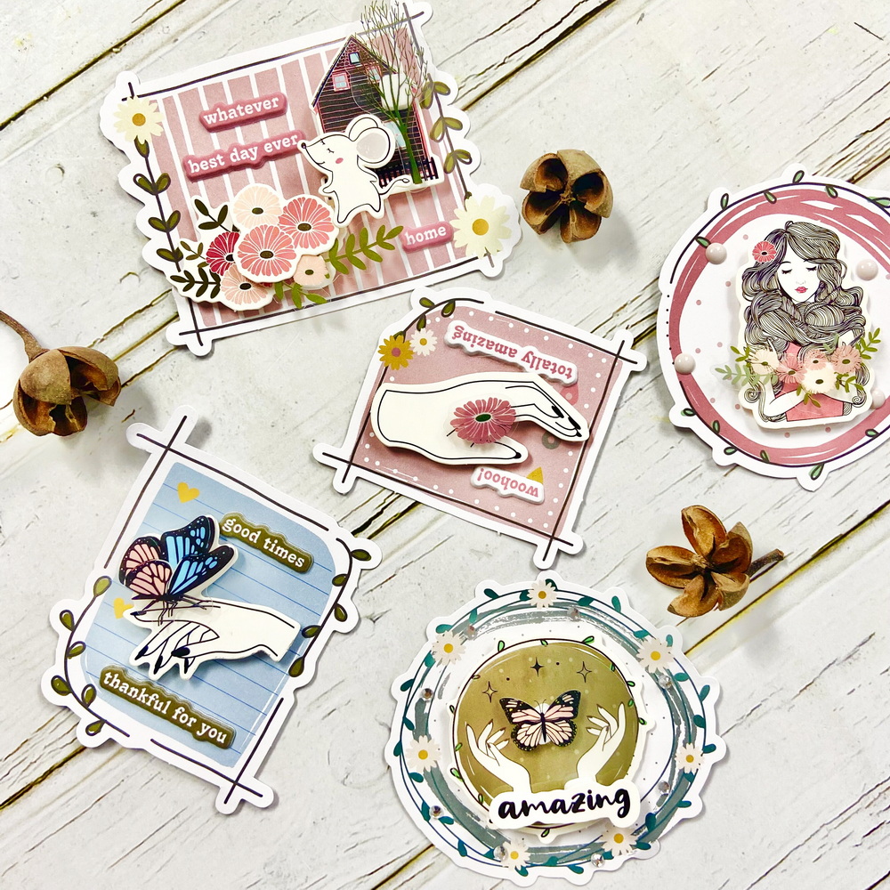 Pegatinas de palabras con motivo hinchado de camino , adornos autoadhesivos, manualidades DIY para álbum de recortes, fabricación de tarjetas, decoración de diario