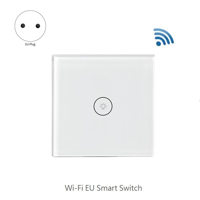 Smart Light Switch, 3 Gang 1 Way Wifi APP Remote Control Wall Press Switch, Tempered Glass Press Sn AC 100-240V EU Plug