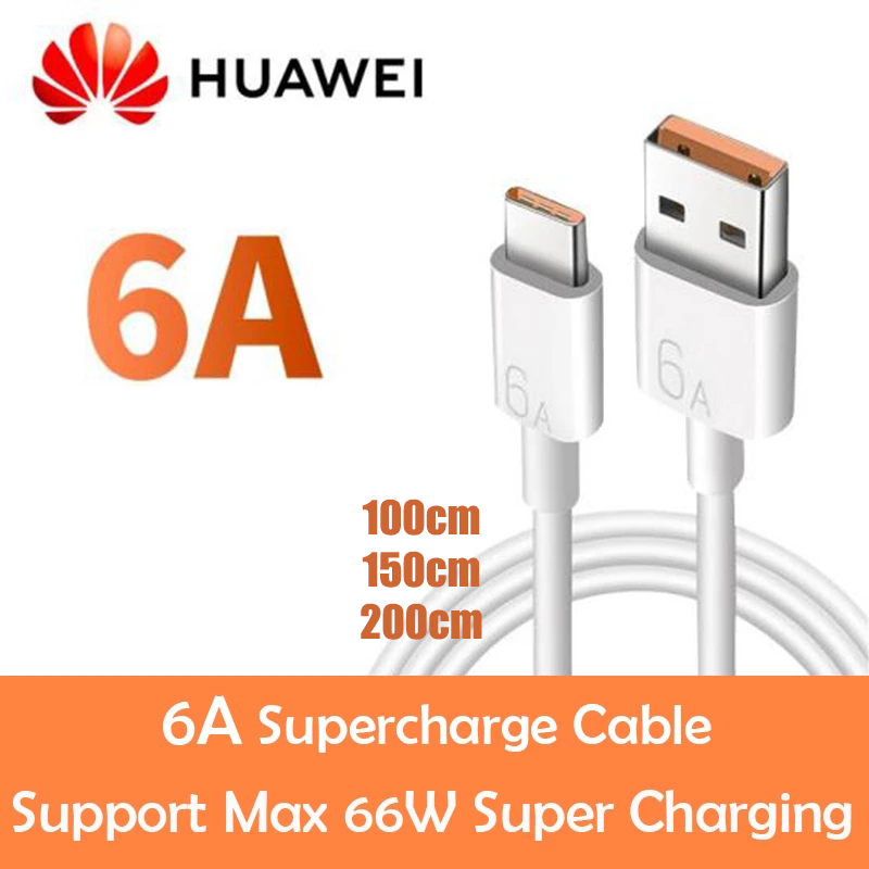 Originele Huawei Nova 8 Se 66W Super Lader 6A Supercharge Type C Usb Kabel Voor Nova 7 Mate 20 30 40 P30 P40 Pro Honor 30 30S