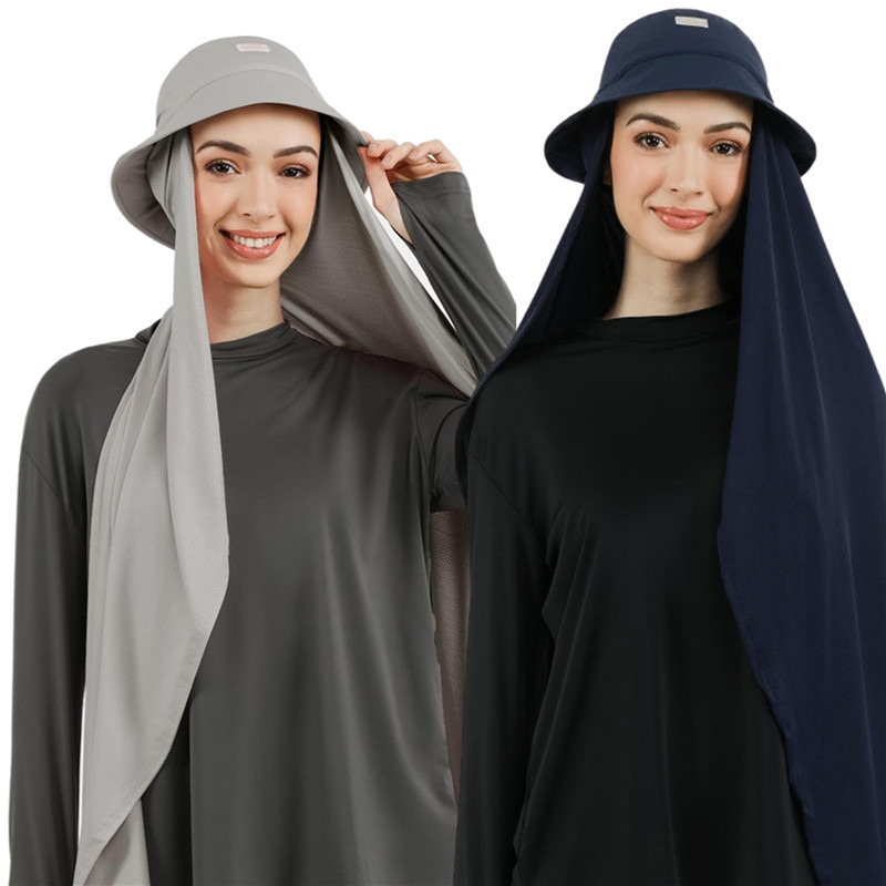 Chapeau avec Hijab en Mousseline de Soie pour Femme Musulmane, Casquette de dehors d'Été, Prêt à vitation, Hijab Instantané, Écharpe de Sauna Islamique, , E27