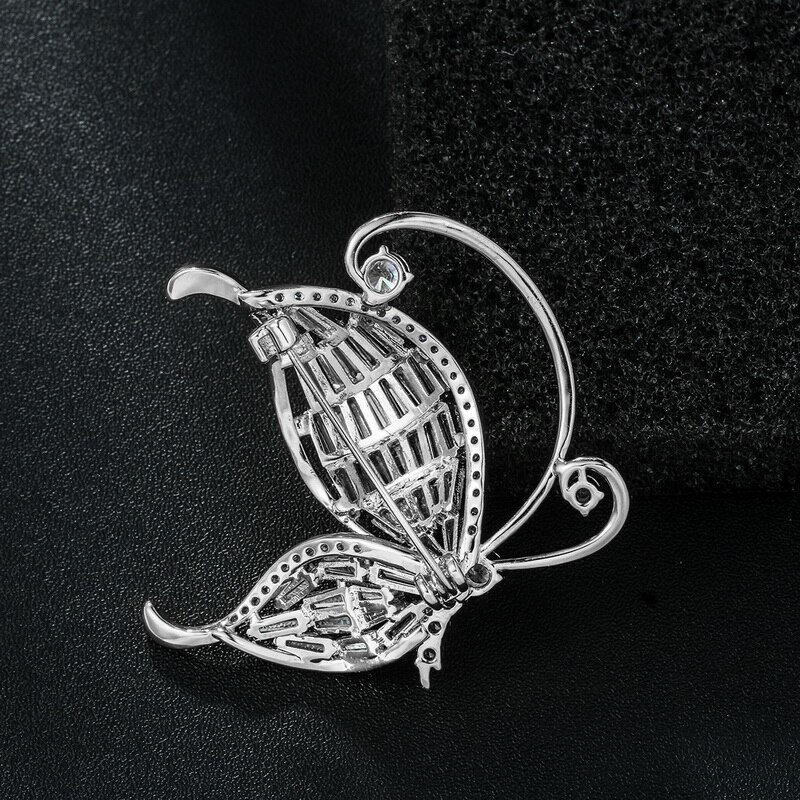 WEIMANJINGDIAN Shiny Zircon Crystal Butterfly Brooch Pin