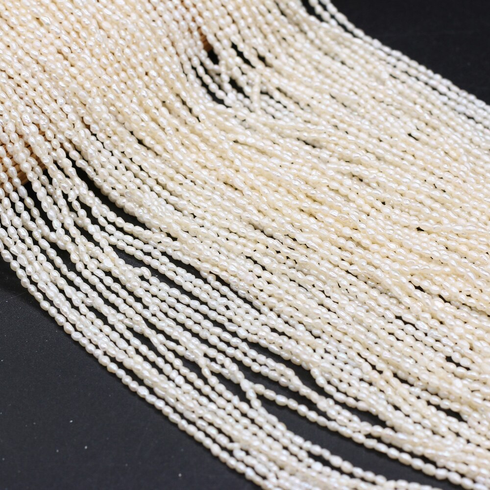 Natural Pearl Beads Freshwater White Rice Pearls Small Beads for DIY Craft Bracelet Necklace Jewelry Making Size 1.8-2mm