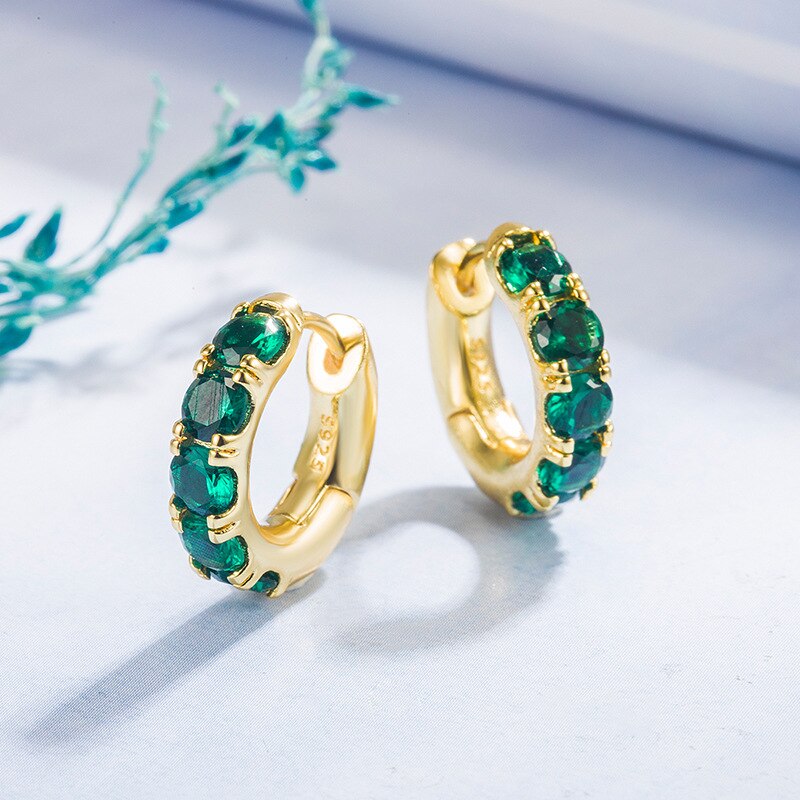 Sipengjel moda verde zircão cúbico brincos de argola feminino elegante do punk vintage temperamento brincos de ouro para jóias femininas