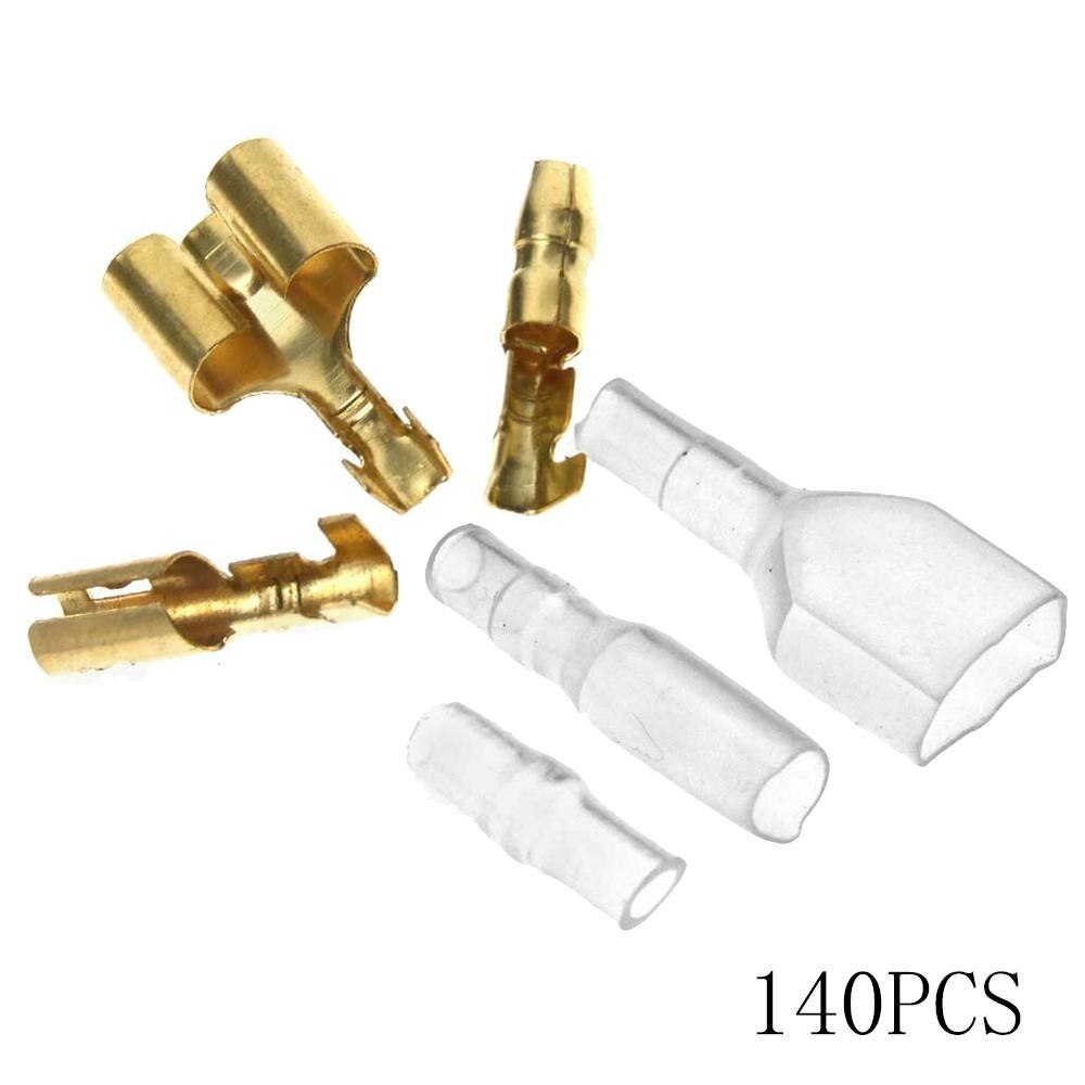 140 Stuks 3.9Mm Auto Motor Messing Kogel Mannelijke Vrouwelijke Terminal Wire Connectoren Met Isolatie Covers