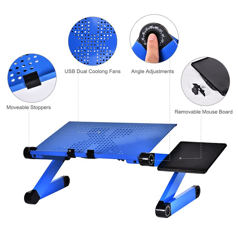 Soporte de escritorio plegable para ordenador portátil Magic Union ajustable con ventilador de refrigeración mesa de cama para ordenador bandeja de cama Escritorio de estudio