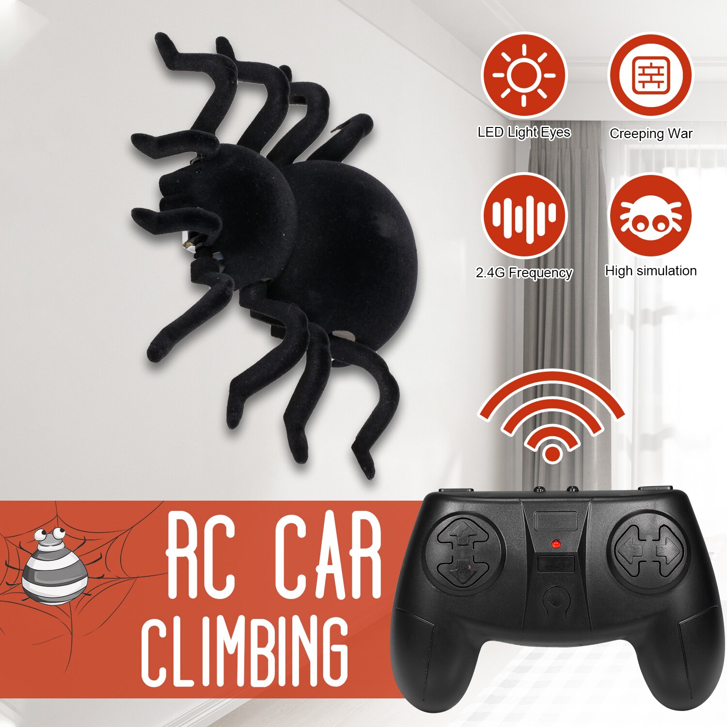Climbing Animal Wall Climbing Spider RC Animal Remote Control Toys Fun Halloween Creepy Spider Simulation Joke Scary Trick