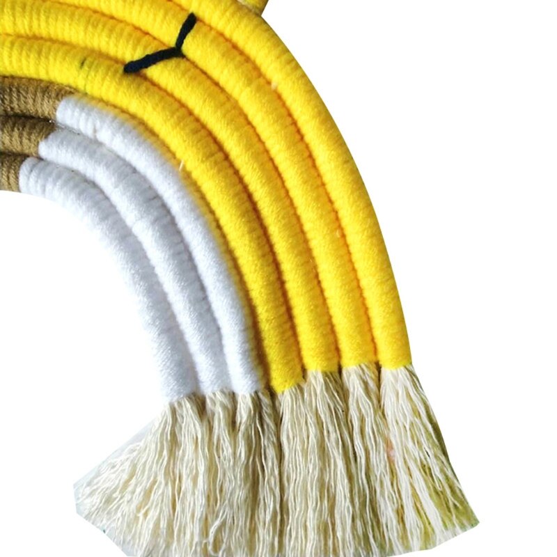 7 Lines Macrame Tapestry Rainbow Cat Wall Hanging Ornaments Handmade Woven Cotton Thread Animal Kids Room Home Party Nursery