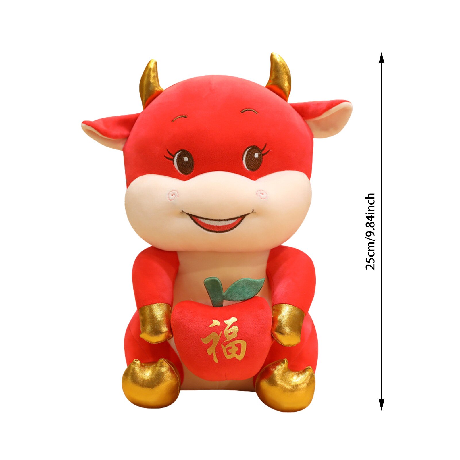 25Cm/35Cm/45Cm Chinese Zodiac Koe Knuffel Mascotte Ox Pop Desktop Decoratie Bull thuis Leisure Kussen Kussen Kinderen