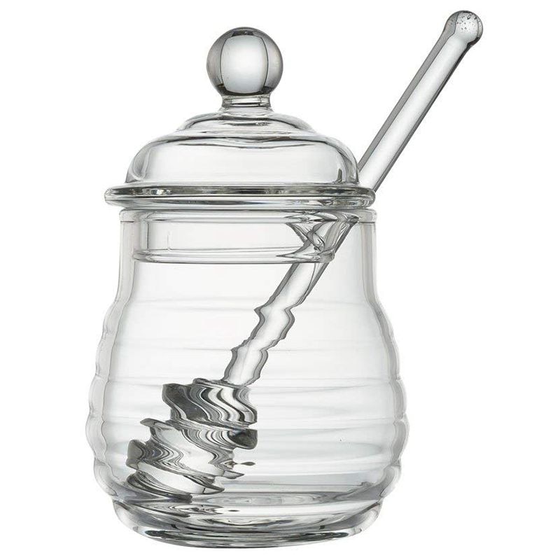 Nieuwste transparante glazen honingpot met deksel honingpot met lepel, helder , 9 ounces: Default Title