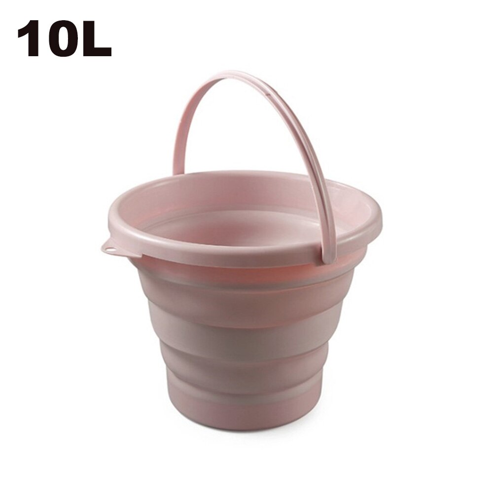 10L Collapsible Bucket 2.6 Gallon Foldable Portable Cleaning Silicone Bucket Space Saving Car Bucket for Garden Camping Fishing: Pink 10L
