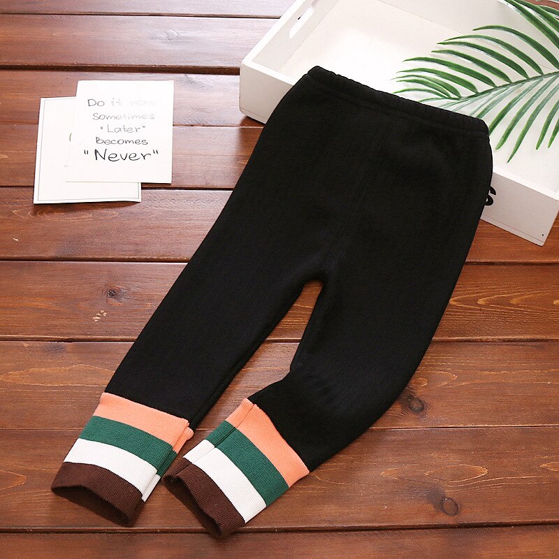 Bebis barn flicka stickade leggings höst och vinterkläder flickor byxor barnkläder barnbyxor varma cl: Svart / 9m