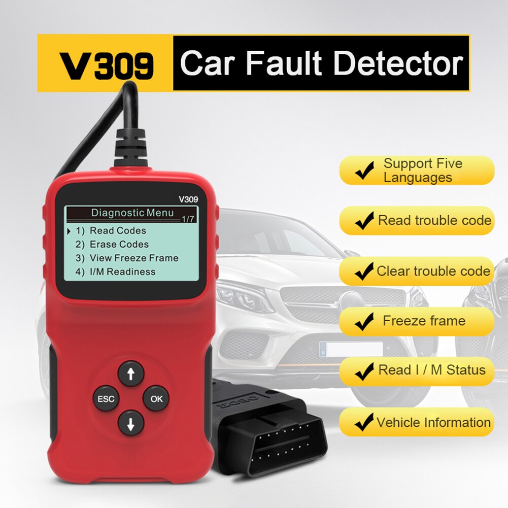 Universal OBDII Diagnostic Tool Scanner Code Reader Car Code Scan for All 1996 and Newer OBDII Compliant Vehicles V309