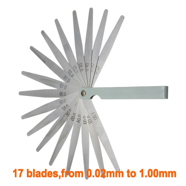 0.02 To 1mm 17 Blade Thickness Gap Metric Filler Feeler Gauge Measure Tool