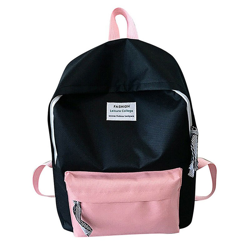 Women Canvas Backpack Travel Bookbag School Bag Laptop Rucksack Mochila for Teenage Girl: Black