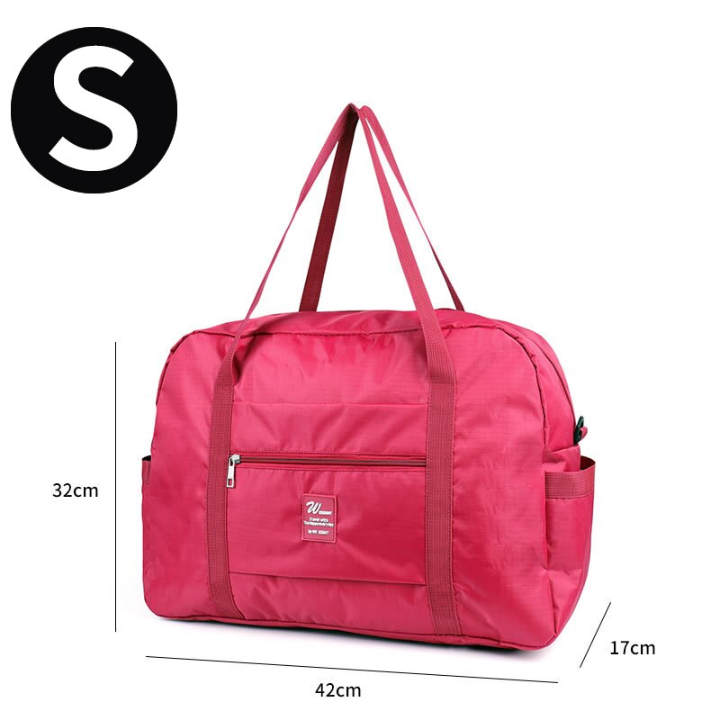 Oxford-Bolsa de equipaje de mano para mujer, de gran capacidad bolso de viaje, bolsa de almacenamiento para fin de semana, maleta con carrito a juego para hombro: S     Rose red