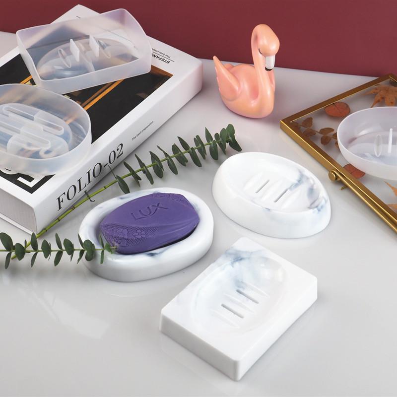 DIY Handmade Soap Box Silicone Mold Soap Dish Tray Resin Casting Mold Epoxy Resin Ring Dish Holders Resin Soap Tray Molds Home