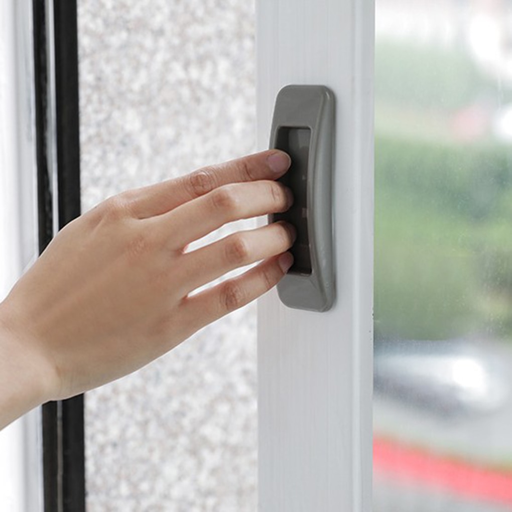 2pcs/set Self-adhesive Plastic Sliding Door Pull Window Handle Cupboard Cabinet Kitchen Drawer Knobs