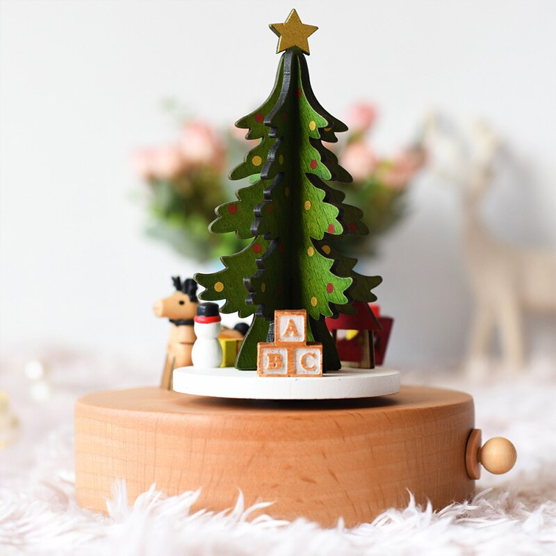 Wooden Music Box Musical Wooden Boxes Birthday Music Box Christmas Home Decoration Accessories