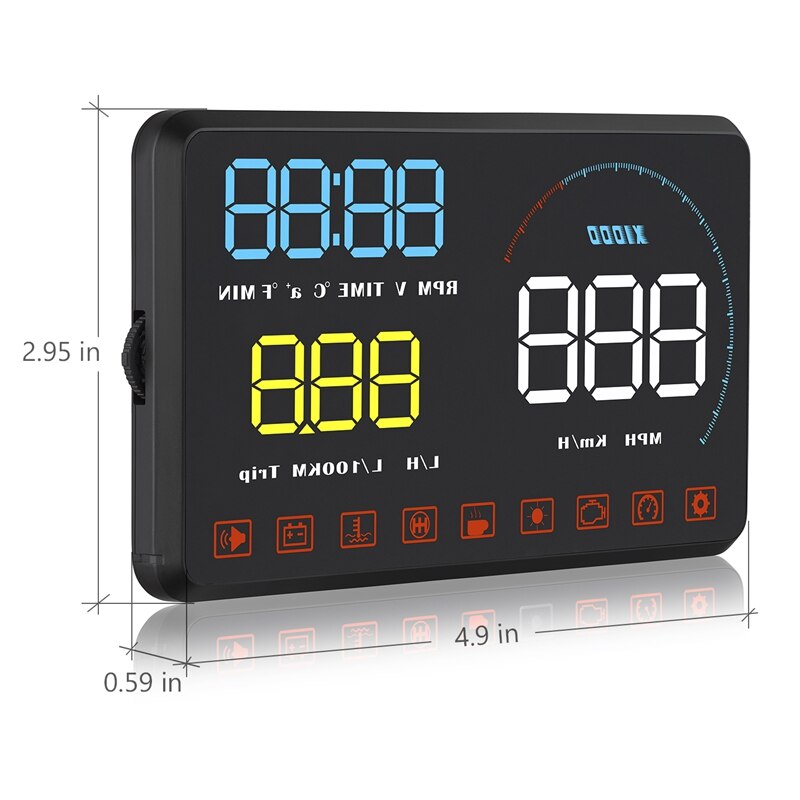 Pantalla frontal de coche, parabrisas, interfaz Obd2, Km/H, Mph, sistema de advertencia de velocidad, A9