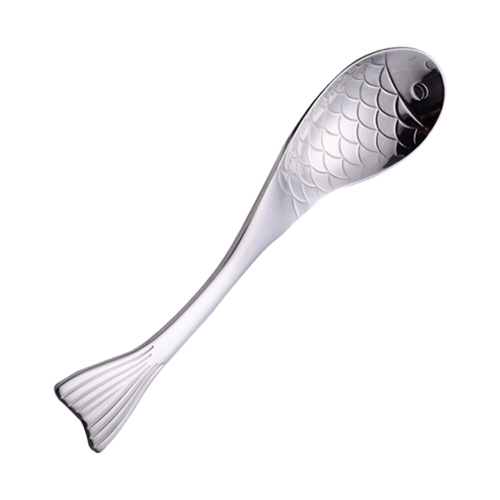 Fish Shape Soup Spoon Stainless Steel Spoon Stainless Steel Soup Ladle Fish Dinner Spoon (S)