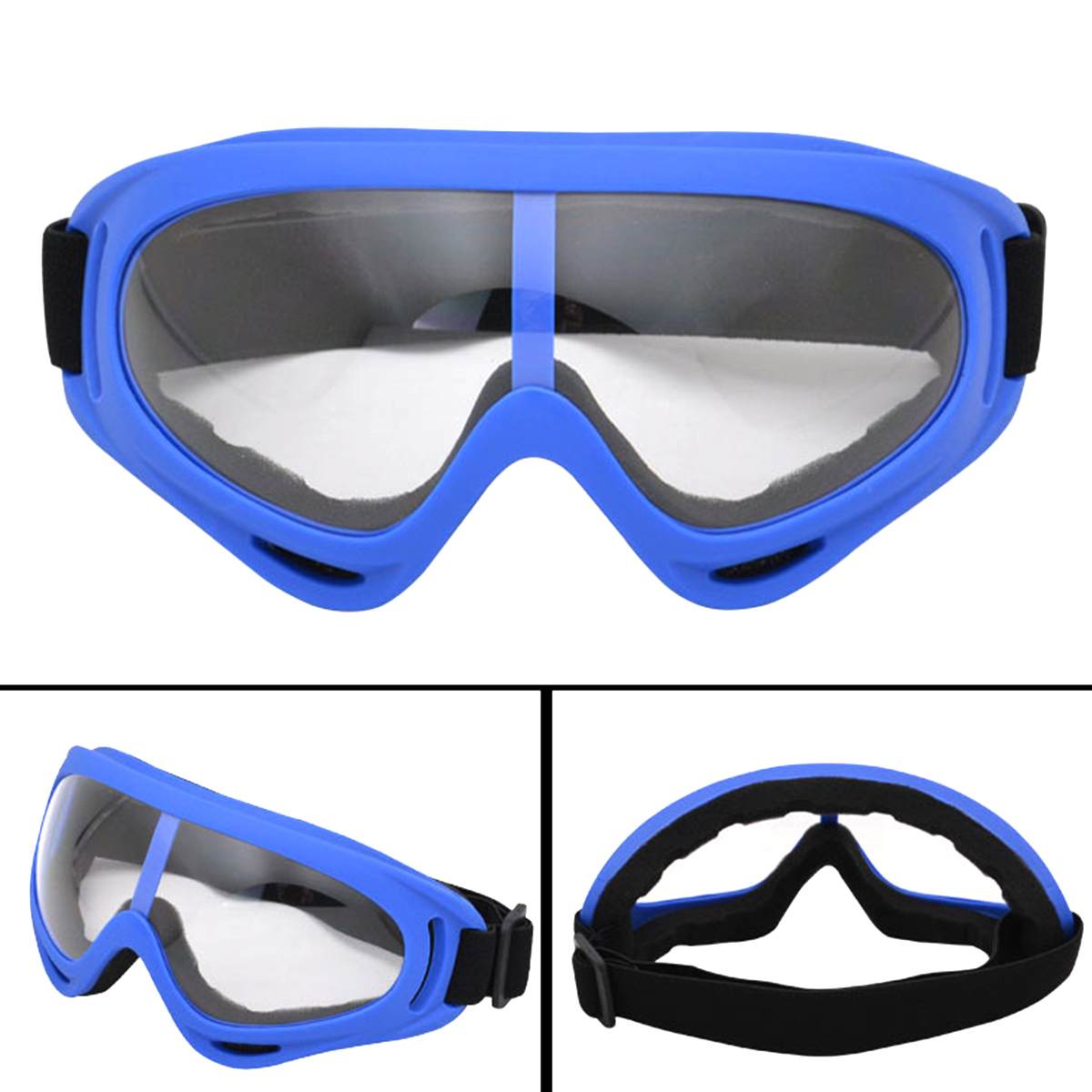 Unisex sikkerhedsbriller øjenbeskyttelse briller anti-dug skibriller vindtætte beskyttelsesbriller beskyttende anti dug briller: Blå