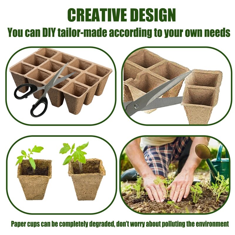 8 Pack Seed Starter Kit Seed Trays With Humidity Dome And Biodegradable Peat Pots Seedlings Tray Seed Germination Kit