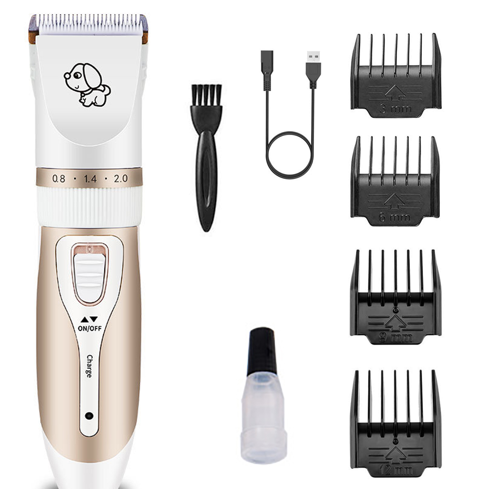 Electrical Pet Trimmer Grooming Kit Rechargeable Pet Dog Cat Hair Trimmer Shaver Set Animals Hair Cutting Machine: White D