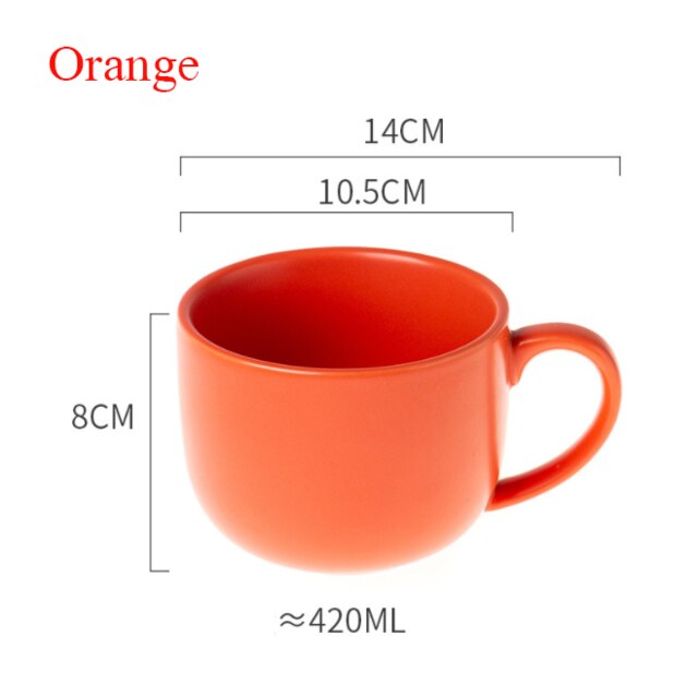 Keramische Nordic Ontbijt Cup Creatieve Havermout Melk Cup Grote Capaciteit Microwavable Grote Buik Mok Drinkware Huishoudelijke: Orange