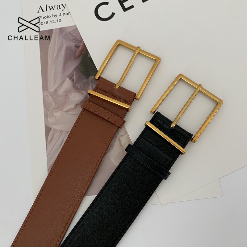 Vrouwen Luxe Brede Riem Vrouwelijke Vintage Goud Grote Vierkante Metalen Pin Gesp Zwart Bruin Pu Lederen Riem Jas Jurk Taille band 120