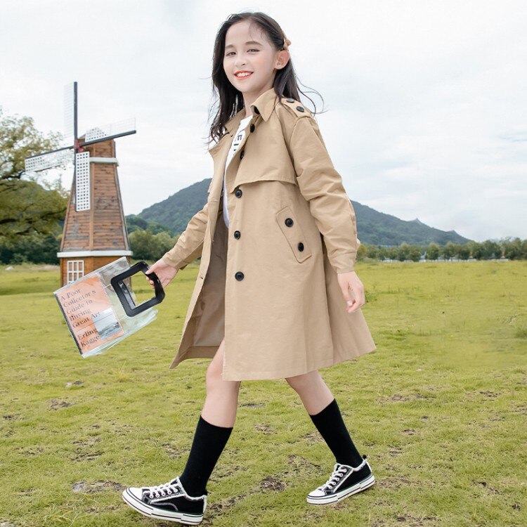 girls trench autumn kids trench england style long jackets for girls children birthday clothes girls casual outerwear jackets