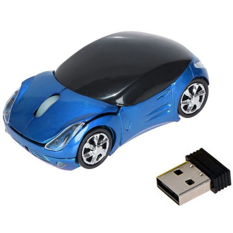 2.4GHz 1600DPI Wireless Optical Mouse USB Scroll Mice for Tablet Laptop Cartoon Car Mouse: Blue