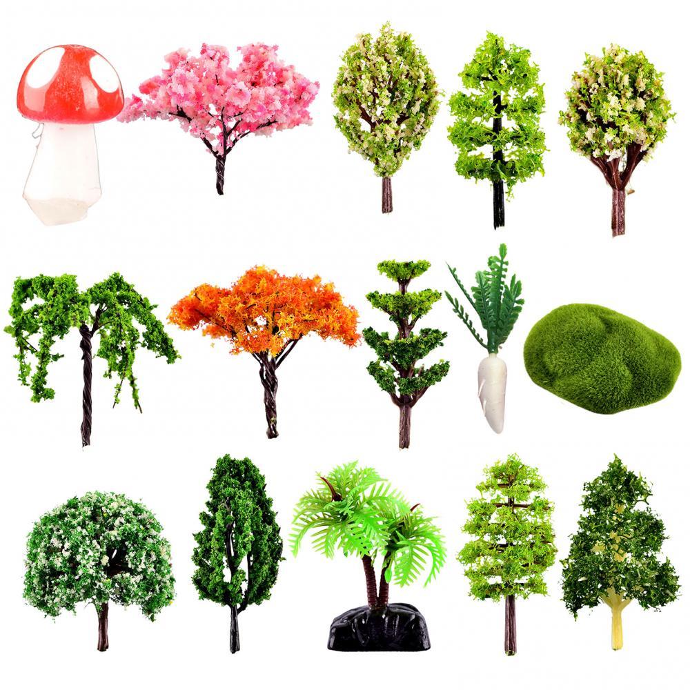 15 Styles Mini Tree Garden Decorations Miniatures Micro Landscape Resin Crafts Bonsai Figurine Garden Terrarium Accessories