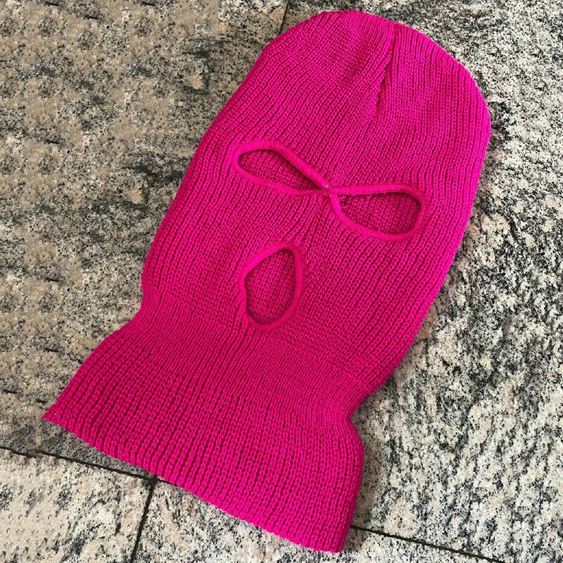 Frauen Ski Maske Männer Winter Warm Skifahren Radfahren 3 Loch Winddicht 3-Loch Gestrickte Sturmhauben Haube Kappe Volle gesicht Maske Im Freien: Rose Red