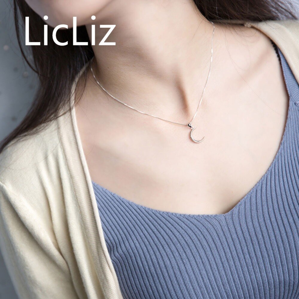 Licliz Trendy 925 Sterling Zilveren Maansikkel Hanger Voor Vrouwen Wit Goud Sieraden Eenvoudige Ketting Hanger Geen Ketting LP0273