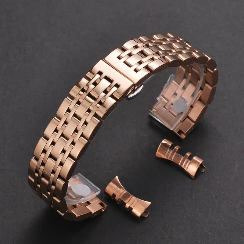 Armband aus gebogenem Ende, Arc-Metall-Armband, 16 mm, 18 mm, 19 mm, 20 mm, 21 mm, 22 mm, massives Edelstahl-Uhrenarmband für TISSOT Butterfly-Schnalle: Beige / 22mm