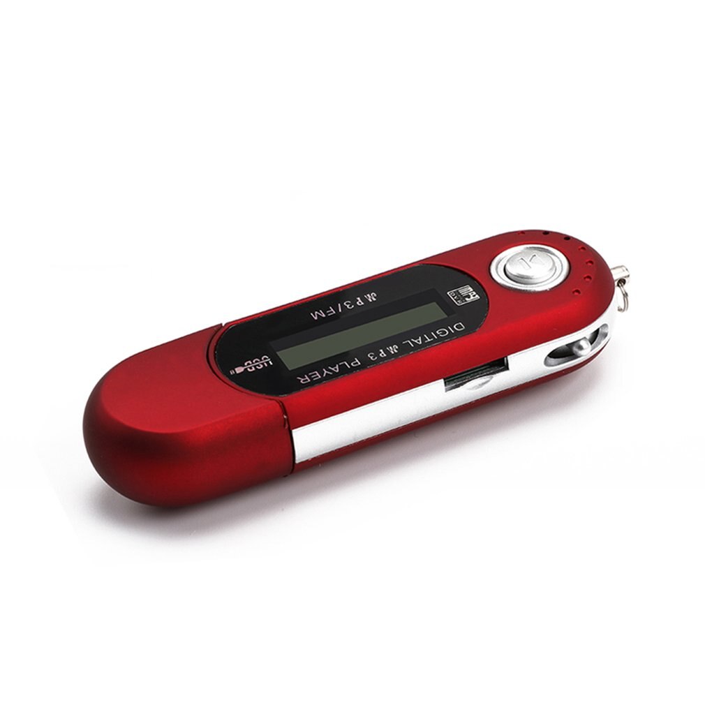 Digitale Mini Usb MP3 Muziekspeler Fm Radio Functie Met Tf Card Slot Lcd-scherm Draagbare Usb Flash Drive met Oortelefoon: Rood