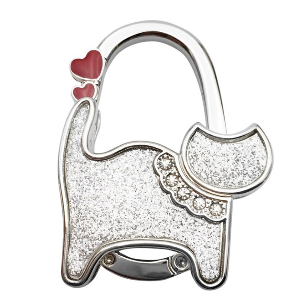 Tragbare Folding Handtasche Haken Halter Geldbörse Kleiderbügel Tisch Rand Hängen Haken für Handtasche Dekoration Frauen Tasche Veranstalter: Silber