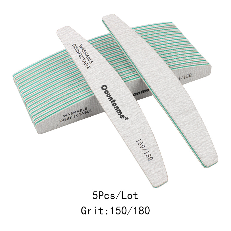 Limes à ongles épaisses pour manucure, lot de 3/5/10 pièces, bloc de tampon incurvé, grain 80/100/150/180/240, accessoires pour Nail Art: 5Pcs 150-180Grit